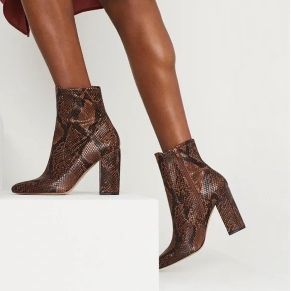 ALDO Brown Snake Sock Mid Heel Boot - Picture 2 of 8